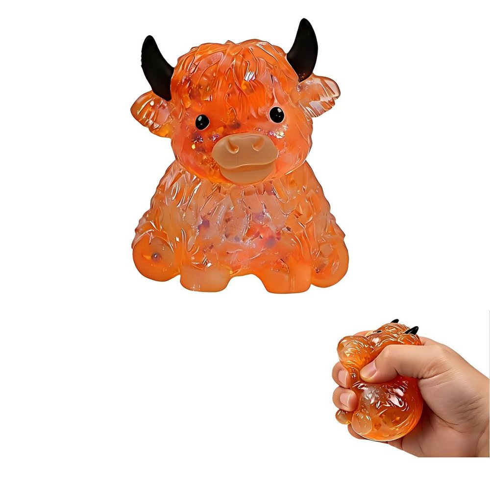1PCS Cute Cow Squishy Stress Ball Glitter,Squishy Cow Soft Slow Rising Stress,Textured Crystal Jelly Fidget Toy for Adults,Soft Slow Rising Cute Stress Ball for Anxiety Relief and Pet Lover Orange