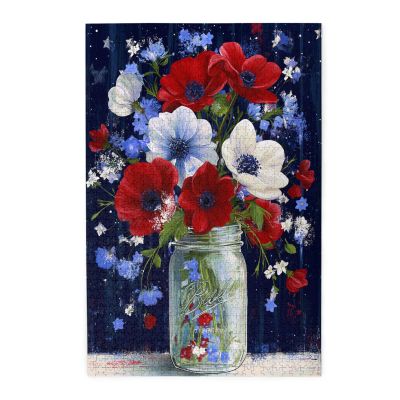 Vextrovia Nostalgic Patriotic Anemone Mason Jar Floral Art 1000 Piece Wooden Puzzle for Adults,Party Brain Teaser Challenge,Work Burnout Relief, Home Decor,Mindful Hobby for Escaping Daily Stress
