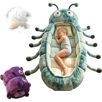 Hugging Caterpillar Sleeping Bag, Plush Cocoon Full-Body Lounger for Adults, Pull Cord Animal Soft Sleeping Bag, Indoor Nap Pod, Cozy Reading Nest Relaxation (Green A)