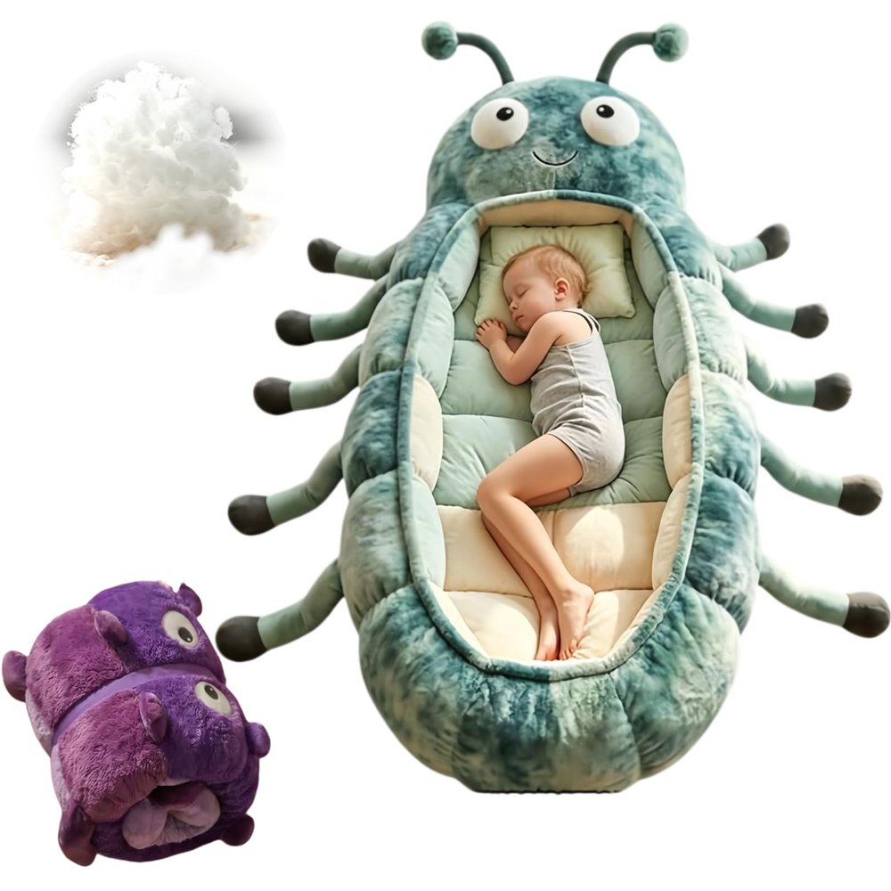 Hugging Caterpillar Sleeping Bag, Plush Cocoon Full-Body Lounger for Adults, Pull Cord Animal Soft Sleeping Bag, Indoor Nap Pod, Cozy Reading Nest Relaxation (Green A)