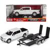 Motormax 2019 Ford F-150 Lariat Crew Cab Pickup Truck with a Car Hauler, Truck & Tow Trailer Combo - 1/27 Scale Diecast Model, White, All Star Toys Exclusive 79363/76001 view 2