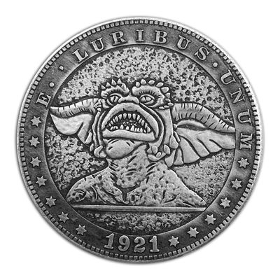 1921 Law Enforcer Skull E.Pluribus.Unum Hobo Coin Lucky Coin Pendant - US Liberty Eagle Novelty Morgan Coin Jewelry Bag