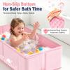 Collapsible Baby Bathtub for Babies & Toddlers, Foldable Portable Baby Tub for Small Bathrooms, Travel, Shower & Everyday Bathing, Soft Inflatable Cushion, Non-Slip, Quick Drain & Easy Cleanup, Pink view 4