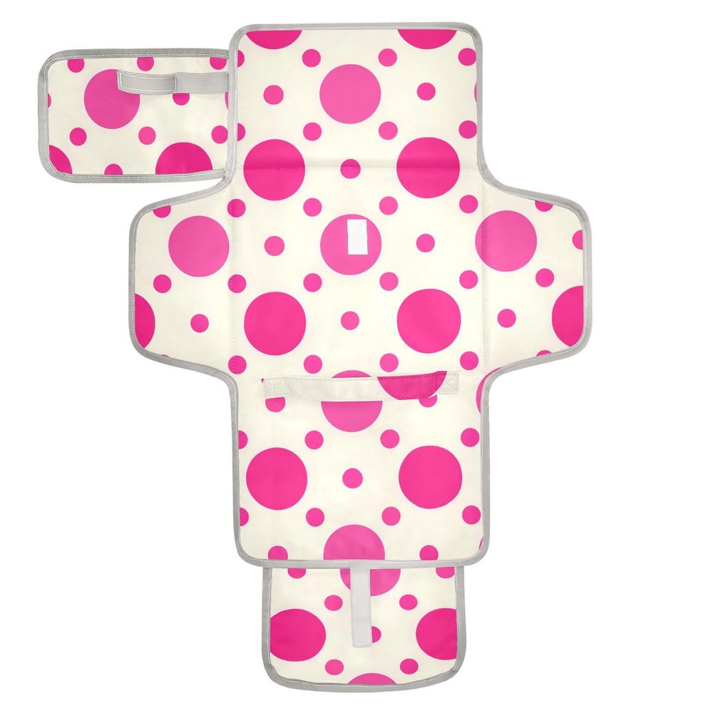 Cute Pink Polka Dots Reusable Diaper Changing mat with Tissue Pocket Portable Baby Changing pad for Moms, Dads cambiadores de pa?ales para Bebes