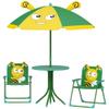 LMJITDS 4-Piece Picnic Set: Round Table, 2 Folding Chairs, Adjustable Umbrella (39.4" Dia), Green, Steel/Polyester, Ages 2-5 view 1