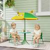 LMJITDS 4-Piece Picnic Set: Round Table, 2 Folding Chairs, Adjustable Umbrella (39.4" Dia), Green, Steel/Polyester, Ages 2-5 view 2