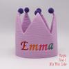 ansulen Personalized Embroidered Name Cotton Fabric Birthday Crown Hat for Kid,Birthday & Party Hat Keepsake for First Birthday Party and Special Occasions, Party Hat For Baby view 4