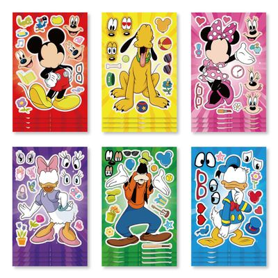 24 Sheets Make-a-face Stickers Sheets,Cartoon Mouse with 6 Designed Characters Stickers for Party Favors Supplies, Reward, Decor,Gift Idea