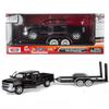 Motormax 2018 Chevy Silverado 1500 LTZ Crew Cab Pickup Truck with a Car Hauler, Truck & Tow Trailer Combo, 1/27 Scale Diecast Model, Black, All Star Toys Exclusive 79353/76001 view 1