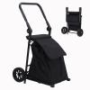 OUTLANE Heavy Duty Collapsible Shopping Cart with Wheels, Removable Waterproof Bag, Cushion Seat & Adjustable Handle, Portable Utility Trolley for Market Laundry Outdoor Travel, Black view 1