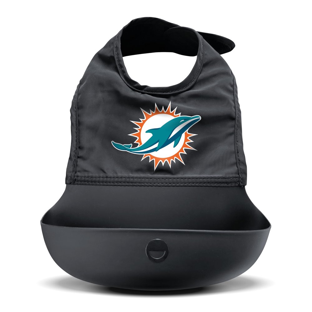 Smilo NFL Silicone Bib with Crumb Catcher - Miami Dolphins - Black