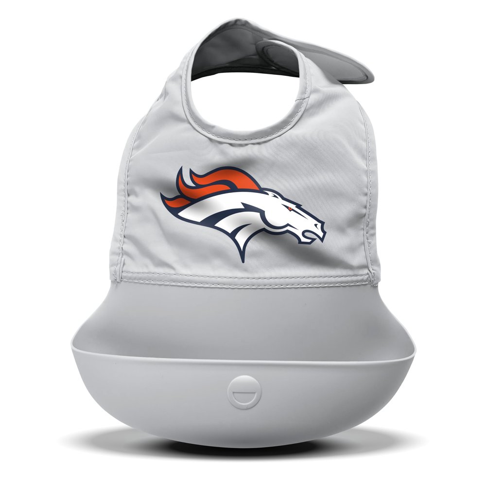Smilo NFL Silicone Bib with Crumb Catcher - Denver Broncos - Gray