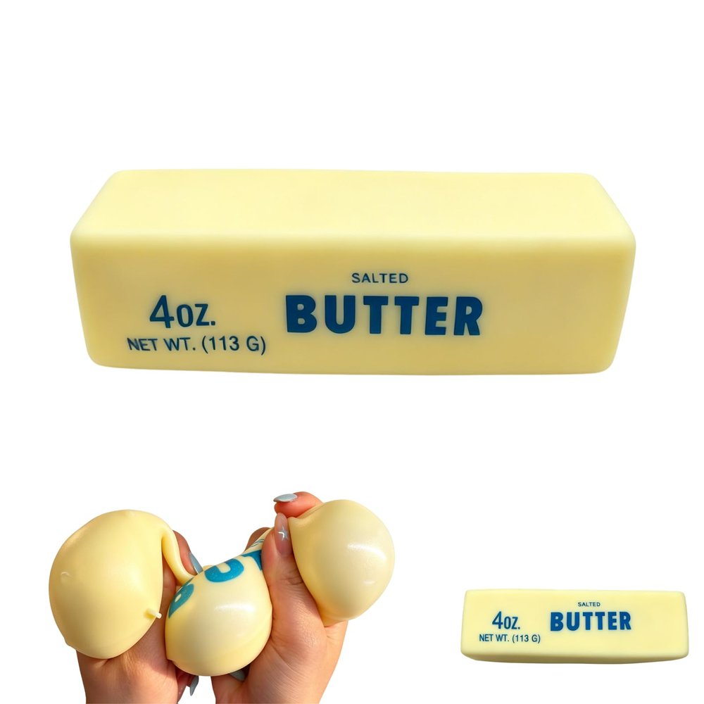 10in Giant Butter Squishy, TPR Jumbo Squishy Butter Stick, 14oz Big Butters Squeeze Stress Ball, Large Butters Fidget Toy, Stress Relief Slow Rising Fun for Anxiety Relief Party Favors (1pcs, 5.5in)