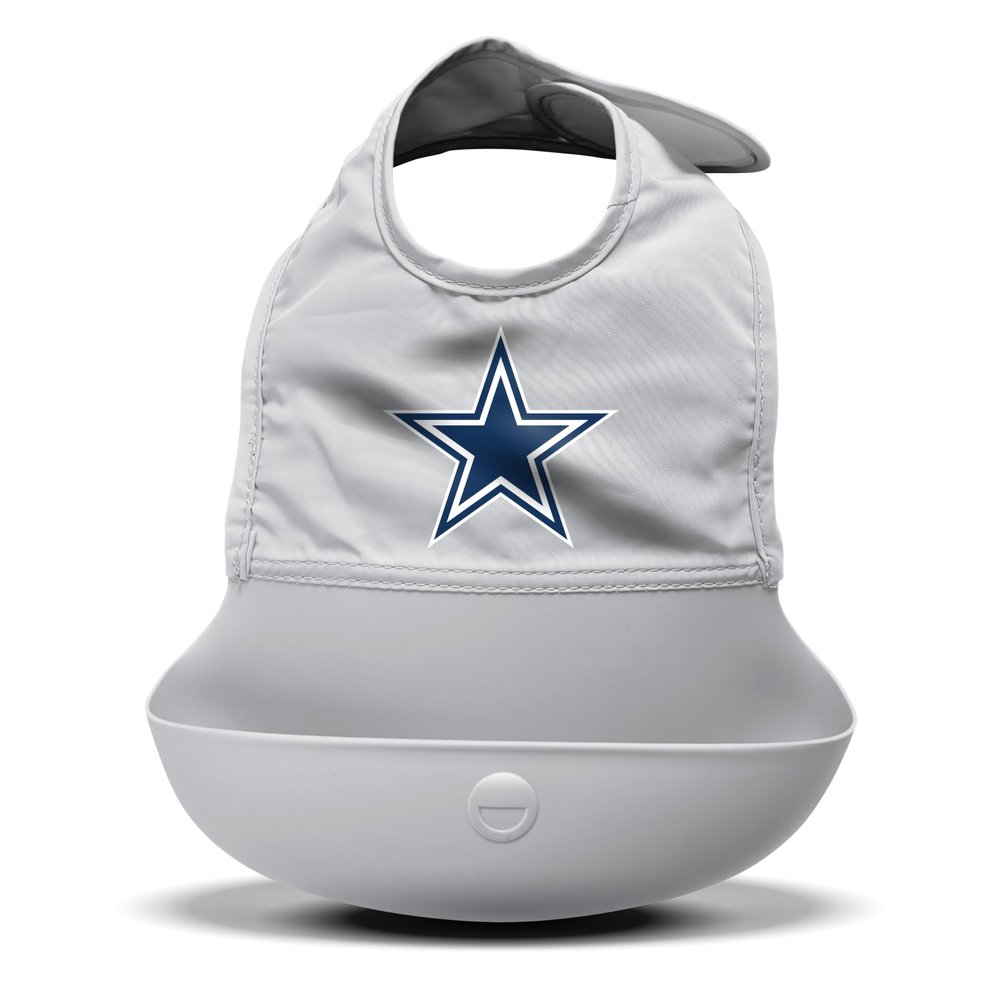 Smilo NFL Silicone Bib with Crumb Catcher - Dallas Cowboys - Gray