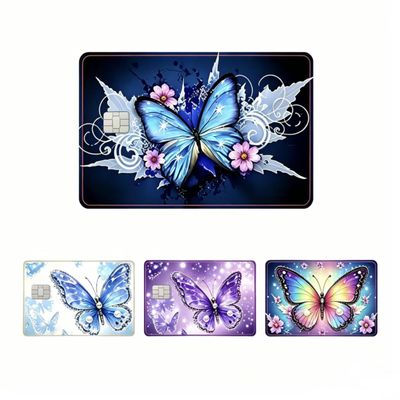 Butterfly Credit Card Stickers 4 Pack, Colorful Waterproof Debit Card Skins, Cute Personalized Card Decals for Women, Scratch Resistant Card Covers, Ideal Gift for Friends & Family