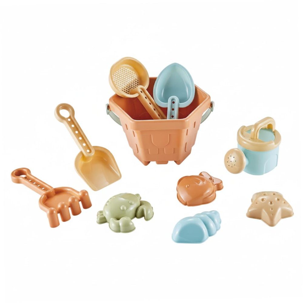 AwnsIMfreien Beach Toys for Kids, 10-piece Sand Play Set with Bucket, Shovel, Sand Truck, Hourglass & Sea Animal Molds Soft Pp Sandbox Toys for Toddlers 18 Month+, Toddler Beach
