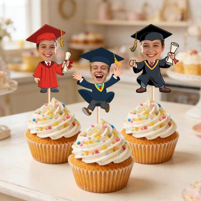 xrlsg Custom Graduation Cupcake Toppers Personalized Class Of 2026 Cake Topper with Photo Graduation Party Decorations Supplies