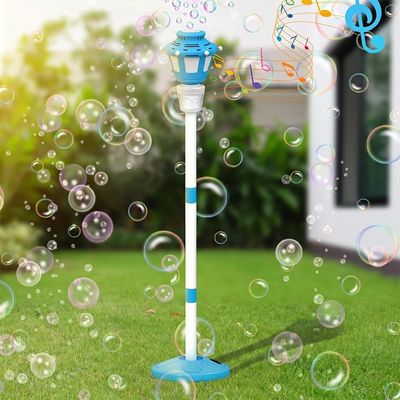 Automatic Bubble Machine with Lights for Adults, 2026 New Automatic Handheld Bubble Machine, Adjustable Height Path Light for Wedding Party, Decorative Standing Bubble Maker for Events (Blue)
