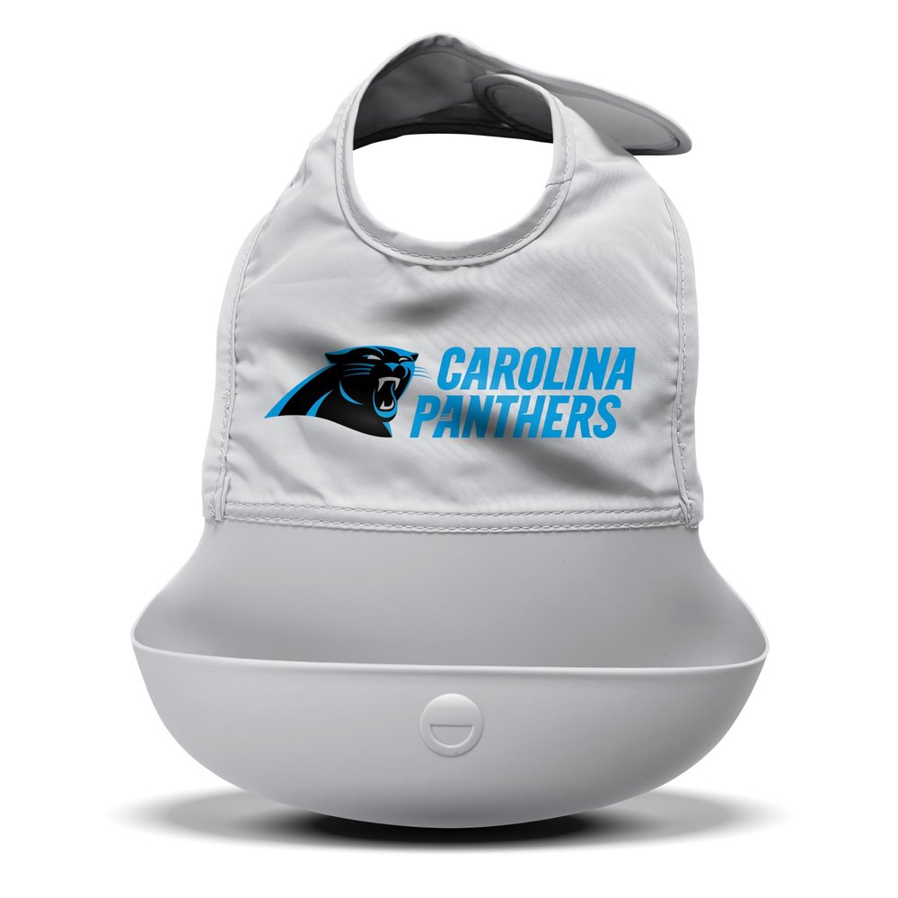 Smilo NFL Silicone Bib with Crumb Catcher - Carolina Panthers - Gray