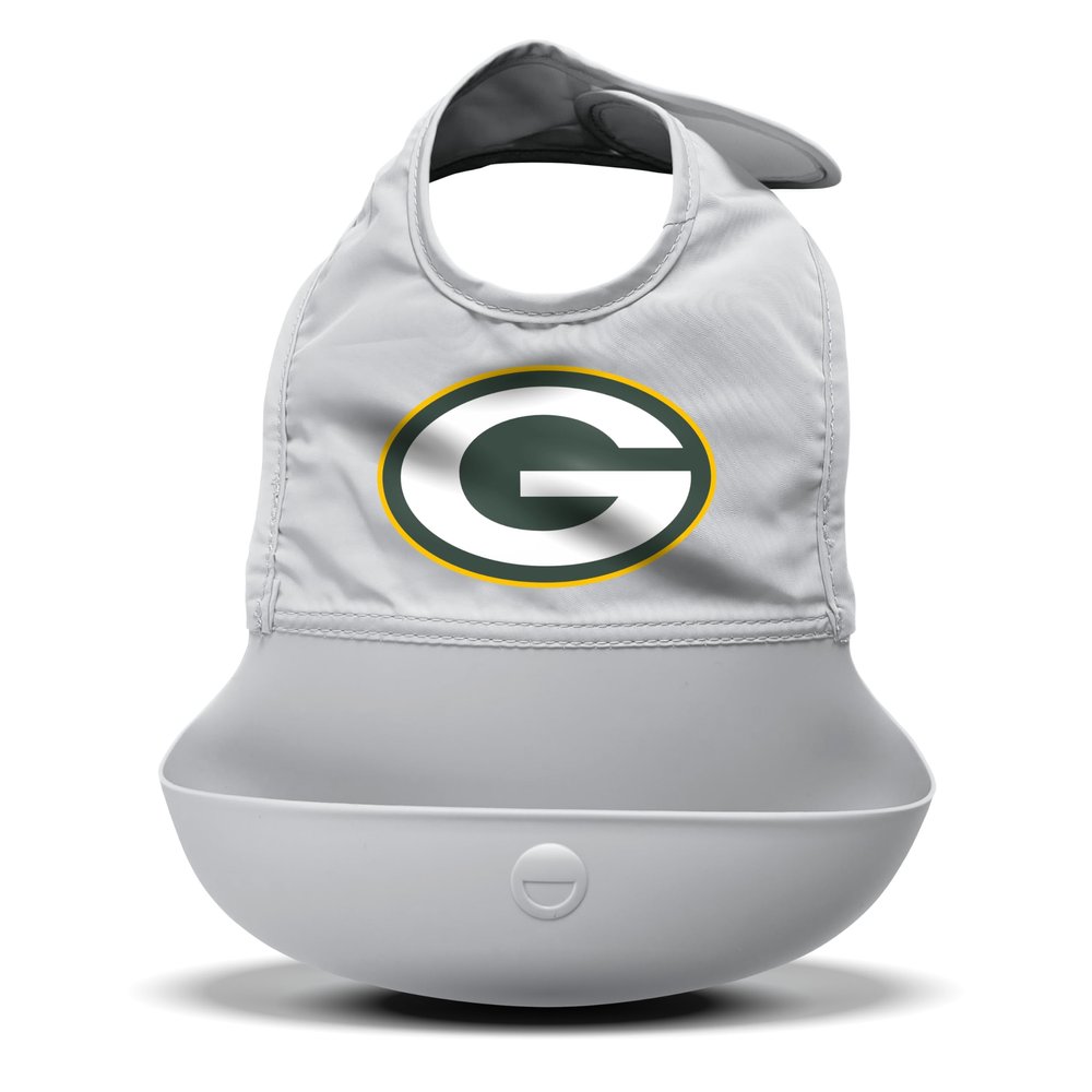 Smilo NFL Silicone Bib with Crumb Catcher - Green Bay Packers - Gray