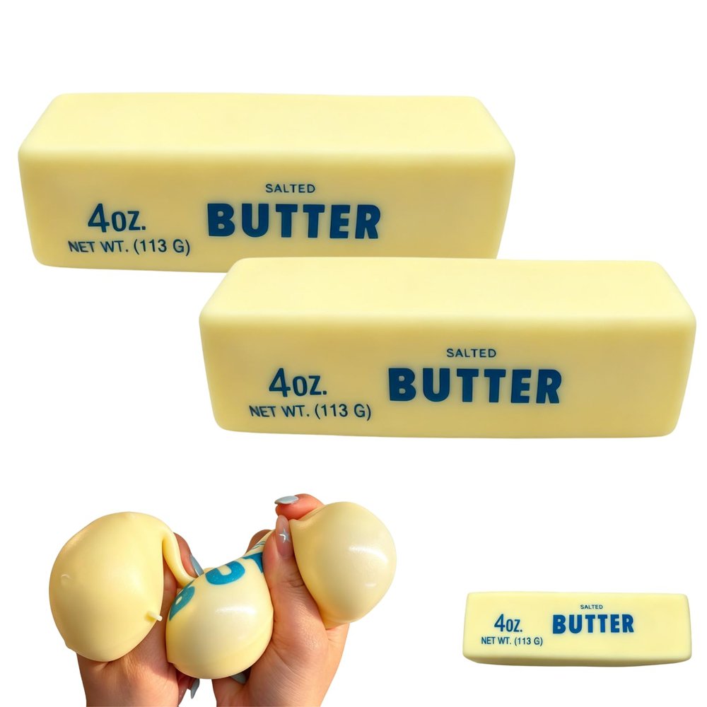 10in Giant Butter Squishy, TPR Jumbo Squishy Butter Stick, 14oz Big Butters Squeeze Stress Ball, Large Butters Fidget Toy, Stress Relief Slow Rising Fun for Anxiety Relief Party Favors (2pcs, 5.5in)