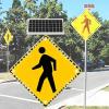 24" Solar LED Stop Sign - Flashing Pedestrian Crossing Warning Sign, Durable Aluminum Traffic Sign with Mounting Kit - Custom Sizes & Patterns Available view 1
