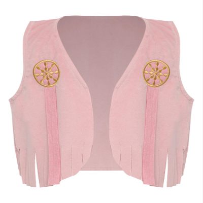 FEESHOW Baby Boys Girls Cowboys Costume Tassel Mini Open Front Jacket Cowgirl Cosplay Outfit Fringed Waistcoat Pink 7-8 Years