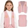 FEESHOW Baby Boys Girls Cowboys Costume Tassel Mini Open Front Jacket Cowgirl Cosplay Outfit Fringed Waistcoat Pink 7-8 Years view 2