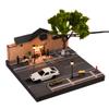 1/64 Modular Yihe Cafe Landmark Diorama with LED Street Lamps, Diecast Cars & Figure - Miniature Archicture Street Scene Display view 1