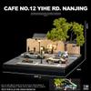 1/64 Modular Yihe Cafe Landmark Diorama with LED Street Lamps, Diecast Cars & Figure - Miniature Archicture Street Scene Display view 3