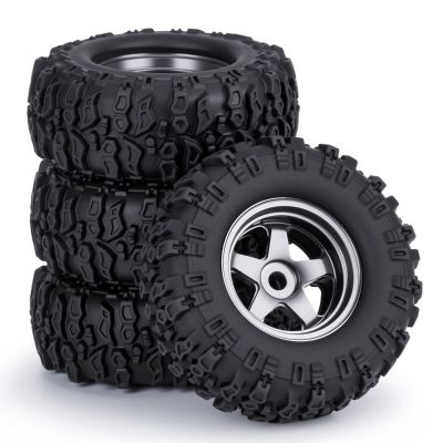 0.7" Aluminum 5-Spoke Beadlock Wheels Tires for 1/30 Axial SCX30 RC Crawler Upgrade Parts (Titanium Wheels with Tires)
