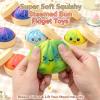 2PCS Tie Dye Dumpling Squishies Toys with Food Steamer,Colorful Squeeze Dough Fidget Sensory Stress Balls,Hand Desk Toys for Stress Relief Squishies Dumpling Gifts,Blue&Orange view 3