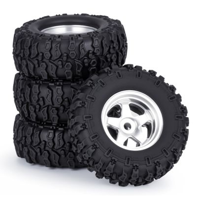 0.7" Aluminum 5-Spoke Beadlock Wheels Tires for 1/30 Axial SCX30 RC Crawler Upgrade Parts (Silver Wheels with Tires)