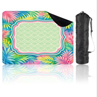 31.5" x 31.5" Mahjong Mat for Table with Carrying Bag Tropical Leaf Vibrant Colors Decorative Frame Non-Slip Noise-Reducing Game Mat for Mahjong Poker Dominoes Board Games