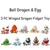 Baseball Dragon & Egg, 3Pc Winged Dragon Fidget Toy, 3D Dragon Eggs with Dragon Inside, 3D Printed Dragon Egg, Articulated Winged Dragon Fidget Toy, Sports Ball Style Dragons (3, Ice Hockey) view 2