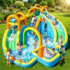 FINCOME Inflatable Water Slide, Bounce House with 2 Slide for Kids, Inflatable Waterslide Park with Splash Pool, Basketball Hoop, Ball Shooting & Water Cannon for Backyard, Outdoor, Indoor view 1