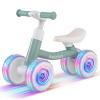 BABY JOY Balance Bike, 4 Wheels Lighting Toddler Bike for 1-3 Years with Adjustable Handlebar &Seat, Carbon Steel Frame and No Pedal, Baby Walker for Boys Girls Gift (Green) view 1