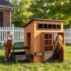 SunSwell Outdoor Playhouse - Modern Fir Wooden Playhouse for Kids Outdoor with Play Kitchen, Outside Table, Chalkboard, Half Door, Windows, Flower Box, Indoor Outdoor Imaginative Play for Ages 3-8 view 1