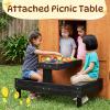SunSwell Outdoor Playhouse - Modern Fir Wooden Playhouse for Kids Outdoor with Play Kitchen, Outside Table, Chalkboard, Half Door, Windows, Flower Box, Indoor Outdoor Imaginative Play for Ages 3-8 view 3