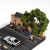 1/64 Modular Cafe Landmark Diorama with LED Street Lamps, Diecast Cars & Figure - Miniature Archicture Street Scene Display view 2