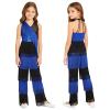 winying Girls Retro Ballroom Overall Fringed Tassels Halter Neck Sleeveless Bodysuit for Hippie Star Disco Performance Royal Blue 8 Years view 1