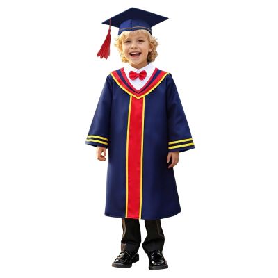 Kindergarten 2026 Graduation Cap and Gown Tassel Sets with Charm Graduations Stoles for Kids Grad Party Yellow Green Navy