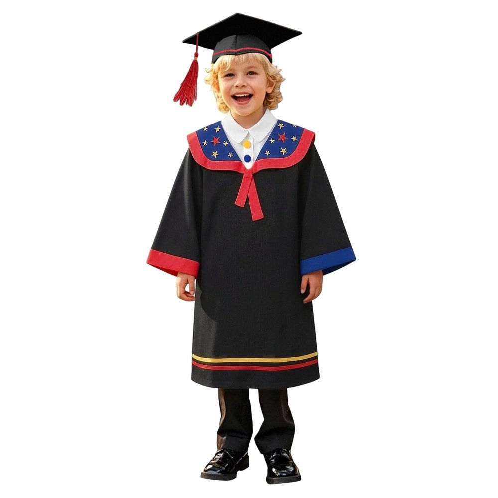 2026 Kindergarten Graduation Cap and Gown Tassel Set for Kindergarten Preschool Toddler Children Red Hot Yellow Green Navy