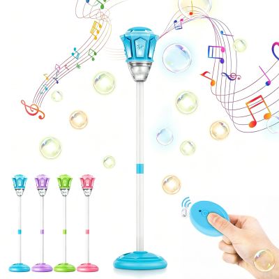 Automatic Bubble Machine, 2026 New Standing Bubble Maker Machine with Lights and Music and Remote, Adjustable Height Outdoor Bubble Blower Maker for Parties Birthday Wedding (Blue)