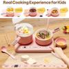 Gotoofun Kids Cooking Sets Real, Electric Dual Stove Real Cooking Set for Kids with Mini Cookware, Safe Utensils, Apron & Kitchen Tools, Montessori Pretend Play Cooking Toy for Girls Ages 8+Pink view 4