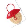 Yardwe Woven Rattan Mushroom Handbag Storage Basket, Portable Girls Candy Snack Organizer and Photography Prop, Handmade Beaded Shoulder Bag Random Color view 2