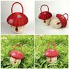 Yardwe Woven Rattan Mushroom Handbag Storage Basket, Portable Girls Candy Snack Organizer and Photography Prop, Handmade Beaded Shoulder Bag Random Color view 3