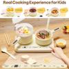 Gotoofun Kids Cooking Sets Real, Dual Stove Real Cooking Set for Kids with Mini Cookware, Safe Utensils, Apron & Kitchen Tools, Montessori Pretend Play Cooking Toy for Girls Boys Ages 8+, Beige view 4