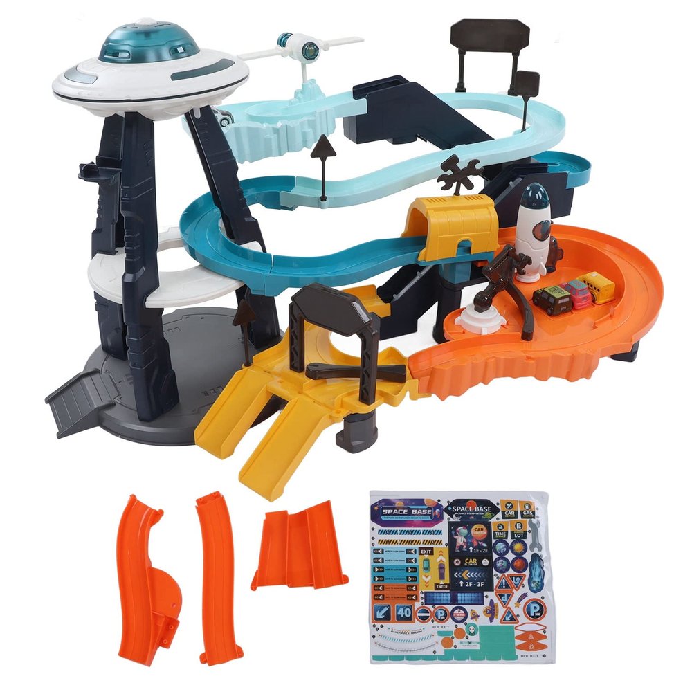 Base Adventure Car Toys, Construction Puzzle Car Tracks Playset for Kids Above 3 Years Old Plastic Space Adventure Educational Toy