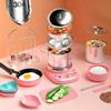 Mini Kitchen Real Cooking Sets with Electric Stove,Food Making for Beginner Cooking Educational Tool,Junior Easy Safe Tools Dishes Set (Pink) view 1
